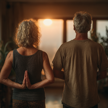 Csoport jóga óra idősebb résztvevőkkel